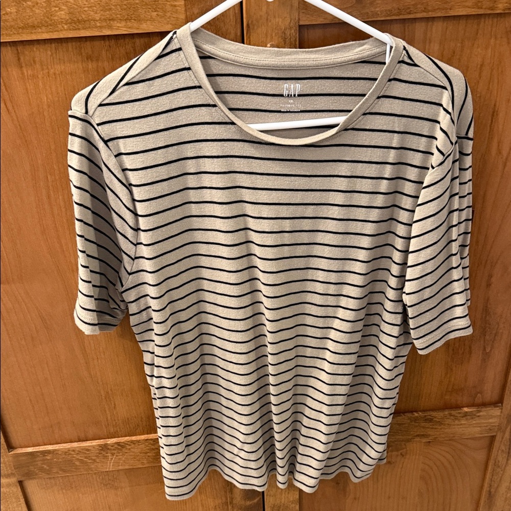 GAP Cream and Black Striped Short Sleeve Tee